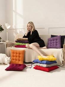Thickened Multi - Purpose Seat Cushion - Comfortable Non - Slip Chair Pad With Ties For For Dining Chairs, Street Stall Seating & Office Use, Ergonomic Thickened Cushion,Soft Breathable Chair Cushion For Home, Office - Multicolor - View 3