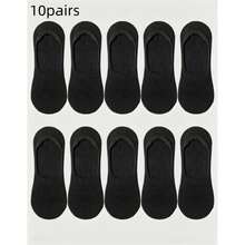 1/5/10/15/20 Pairs Unisex Minimalist Multi-Purpose Black & White Fashion Casual Silicone Anti-Slip Invisible Boat Socks, Comfortable Soft Sweat-Absorbing Breathable, Suitable For Daily Casual Sports All Seasons - Black - View 8