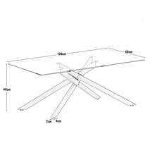 Rectangular Coffee Table In Black Tempered Glass, Profiled Metal Legs, Modern Style For Living Room - H 46/W 120/D 60 Cm - Black - View 7
