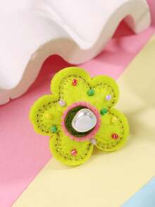 Colorful Embroidered Flower Beaded Button Dopamine Flower Resin Ring, Harajuku Creative Y2K Decorative Ring, Cosplay Ring - Multicolor - View 12
