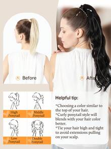 DOORES Invisible Ponytail Hair Extensions, Easy To Install, 100% Human Hair, Straight 14-22 Inch, 75-90g, High Quality Remy Hair, With Clips, Natural Look, Soft Touch - S1B - View 6