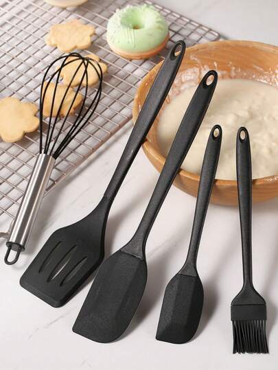 Juego de 5 espátulas de silicona, 5 piezas de espátulas de goma resistentes al calor y antiadherentes para hornear, cocinar, mezclar, raspar utensilios de cocina antiadherentes, herramientas de cocina