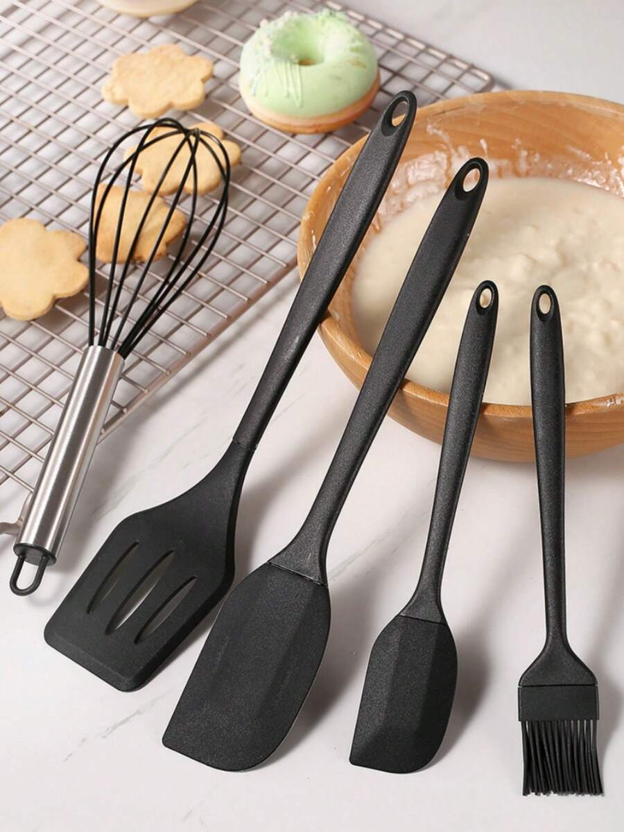 Bộ 5 dụng cụ cạo bằng silicon, 5 dụng cụ cạo bằng cao su chịu nhiệt, chống dính dùng để nướng, nấu nướng, trộn, cạo sạch dụng cụ nấu ăn chống dính, dụng cụ nhà bếp. - Xem 1