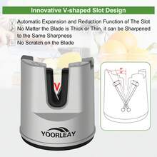1pc Professional Kitchen Knife Sharpener, Suitable For Straight Edge And Serrated Knives, Scissors, Multi-Functional Suction Cup Fixed Knife Sharpening Tool, Small Manual Knife Sharpener, Silver - Silver - View 5