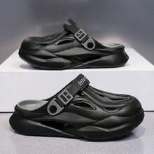 Men's Summer EVA Slippers With Soft And Thick Sole, Suitable For Casual Indoor And Outdoor Activities During Summer. Outdoor Sports Style Features Comfortable, Vacation-Style Fashion Clogs - Black - View 4