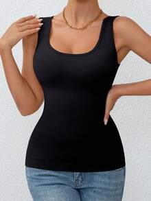 Women's Shapewear Camisole, Body Shaping Tight Waist Sleeveless Top - Black - View 7