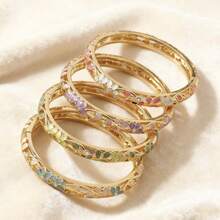 Luxury Hollow Colorful Crystal Bangle, Vintage Traditional Jewelry - Rainbow Diamonds - View 1
