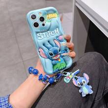 Disney Has Authorized, Phone Case - Chain Set, The Stitch Lilo & Stitch 3D Phone Case Plus A Silicone 3D Stitch Bracelet With Metallic Ring Removable Bracelet, Stitch And Angel Pattern, Compatible With Iphone17/16/15/14/13/12/11/XS/XR/X Plus Pro Max, A Stylish Cartoon Phone Case, The Perfect Gift Choice, Phone Protection, Durable Phone Cover, Great Gift For Friends And Family. - trắng - Xem 6