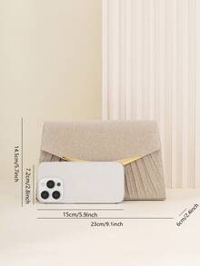 Elegant And Fashionable Envelope Evening Clutch, Ruched Sparkly Evening Bag, Versatile Crossbody Shoulder Bag For Women, Perfect For Weddings, Proms, Cocktail Parties, And Formal. - Champagne - View 7