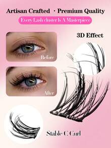 Waloshow Luxury 100 Clusters Glue-Free Fishtail Eyelashes, DIY No Glue Needed, C Curl, Natural Extension Look, Sparkling Eyes, Soft Comfortable Natural Full And Dramatic Fishtail Style. Lightweight And Reusable, Perfect Makeup, Ideal Gift For Best Friend, Girlfriend, Family, Holiday Gift - C - View 5