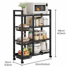 EZIFY Metal Kitchen Storage Rack With Wheels, Cabinet Organizer With Spice Containers - Multi-Purpose Adjustable Shelves For Utensils, Pots & Pans, Space-Saving Design, Kitchen Organizers And Storage, Utensil Holder - View 2