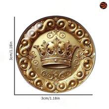 1枚复古宫廷风格金色浮雕皇冠胸针，欧式巴洛克图案金属徽章，时尚服饰配饰，节日派对礼物，男女通用西装翻领别针，精湛工艺收藏装饰品 - A - View 2