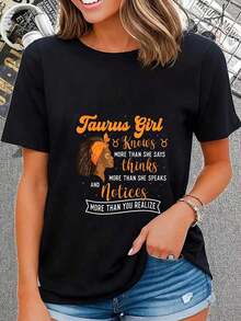 Camiseta 100% Algodón con Diseño de Tauro para Mujer y Hombre - Astrología, Astrologista, Signo del Zodíaco, Horóscopo, Camiseta Gráfica Casual de Manga Corta - Negro - Ver 1