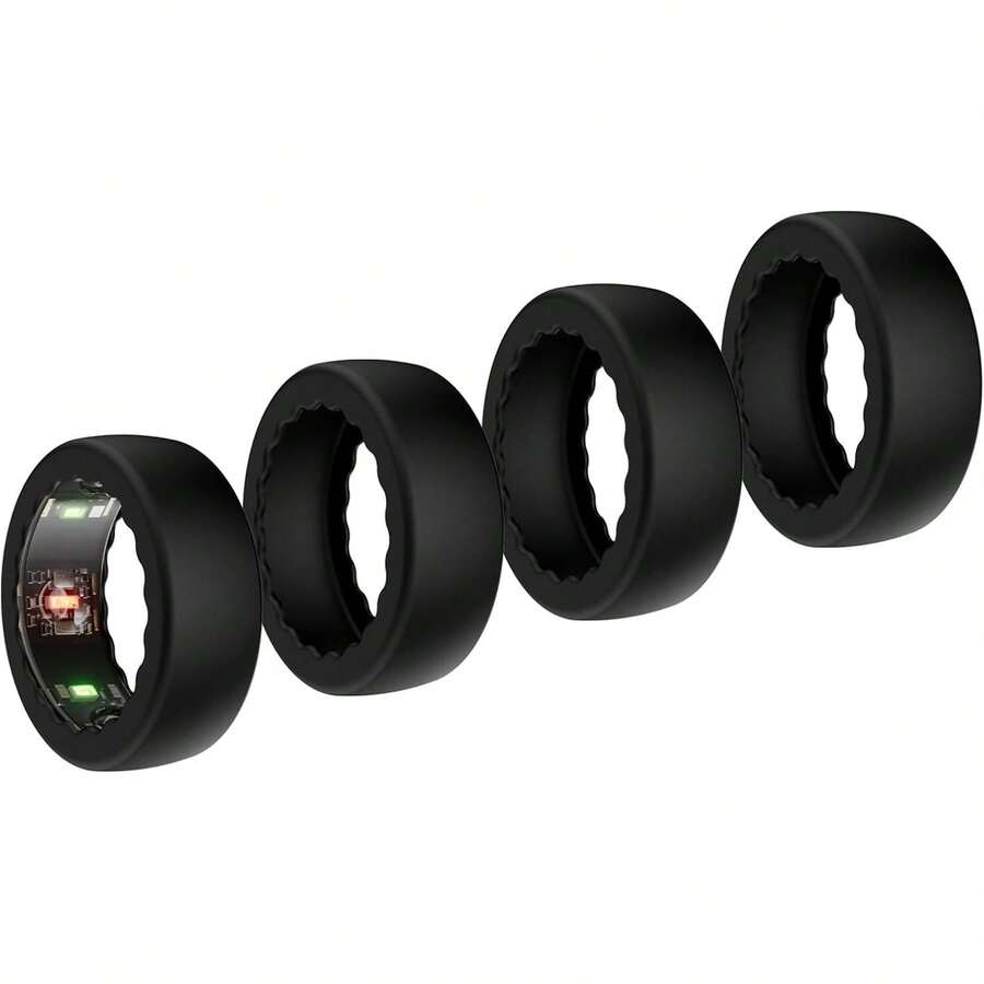 BO&DQQ - 15 Pack Ring Cases Compatible With Oura Ring Gen 4/4 Ceramic, Gen 3 Horizon/Heritage, Anti-Scratch Elastic Silicone Protective Cover, For ULTRAHUMAN/RingConn Gen 2 4U2N - 4 黑 - 查看 1
