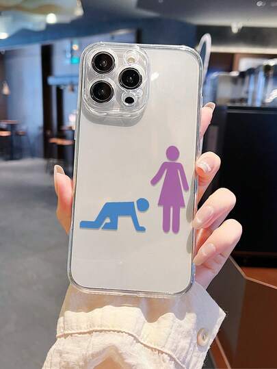 Funda de teléfono con patrón de personaje divertido minimalista impreso en 2D, material de silicona antideslizante y amigable con la piel, a prueba de golpes, compatible con Apple 17/16/15/14/13/12/11 Pro Max y Galaxy S23/S22/S21 y A54/A53/A52/A34/A15 Series y otros modelos