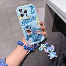 Disney Has Authorized, Phone Case - Chain Set, The Stitch Lilo & Stitch 3D Phone Case Plus A Silicone 3D Stitch Bracelet With Metallic Ring Removable Bracelet, Stitch And Angel Pattern, Compatible With Iphone17/16/15/14/13/12/11/XS/XR/X Plus Pro Max, A Stylish Cartoon Phone Case, The Perfect Gift Choice, Phone Protection, Durable Phone Cover, Great Gift For Friends And Family. - trắng - Xem 6