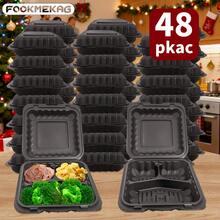 FookmeKag Lunch Box Is Reusable [48 Sets, Black 3 Compartments], Plastic Food Preparation Container, Made Of PP Material, Reusable, Can Be Put In Dishwasher, Microwave Oven & Freezer, Suitable For Food Preparation, Christmas Parties, Halloween Events, Gifts, Kitchen. - Đặc điểm kỹ thuật - Xem 1