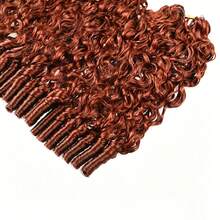 GABRIELLE Burmese Curly Feather Hair Extensions Human Hair Reddish Brown Pre-Separated Invisible Miracle Knots Feather Crochet Human Hair Extensions 33# Colored 50 Strands Invisible Miracle Knots Crochet Hair Extensions For Women - Reddish Brown - View 8