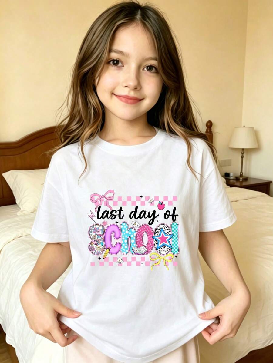 Last Day Of School Girls' T-Shirt - 白色 - 查看 1