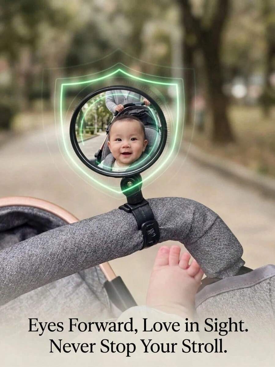 1/2pcs Baby Stroller Rearview Mirror 360° Adjustable Wide Convex Lens With Silicone Strap, Daily Travel Observation Monitor, Newborn Baptism Gift
