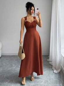 Women Midi Dresses - Rojo - View 9