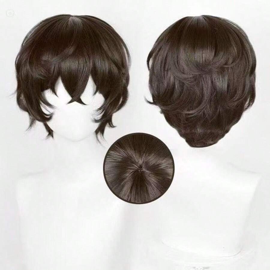 Bungo Stray Dogs Cosplay Wig - Short Brown Anime Wig With Flared Ends, Heat-Resistant And Naturally Voluminous, Suitable For Daily Fashion And Halloween Parties - Brown - View 1