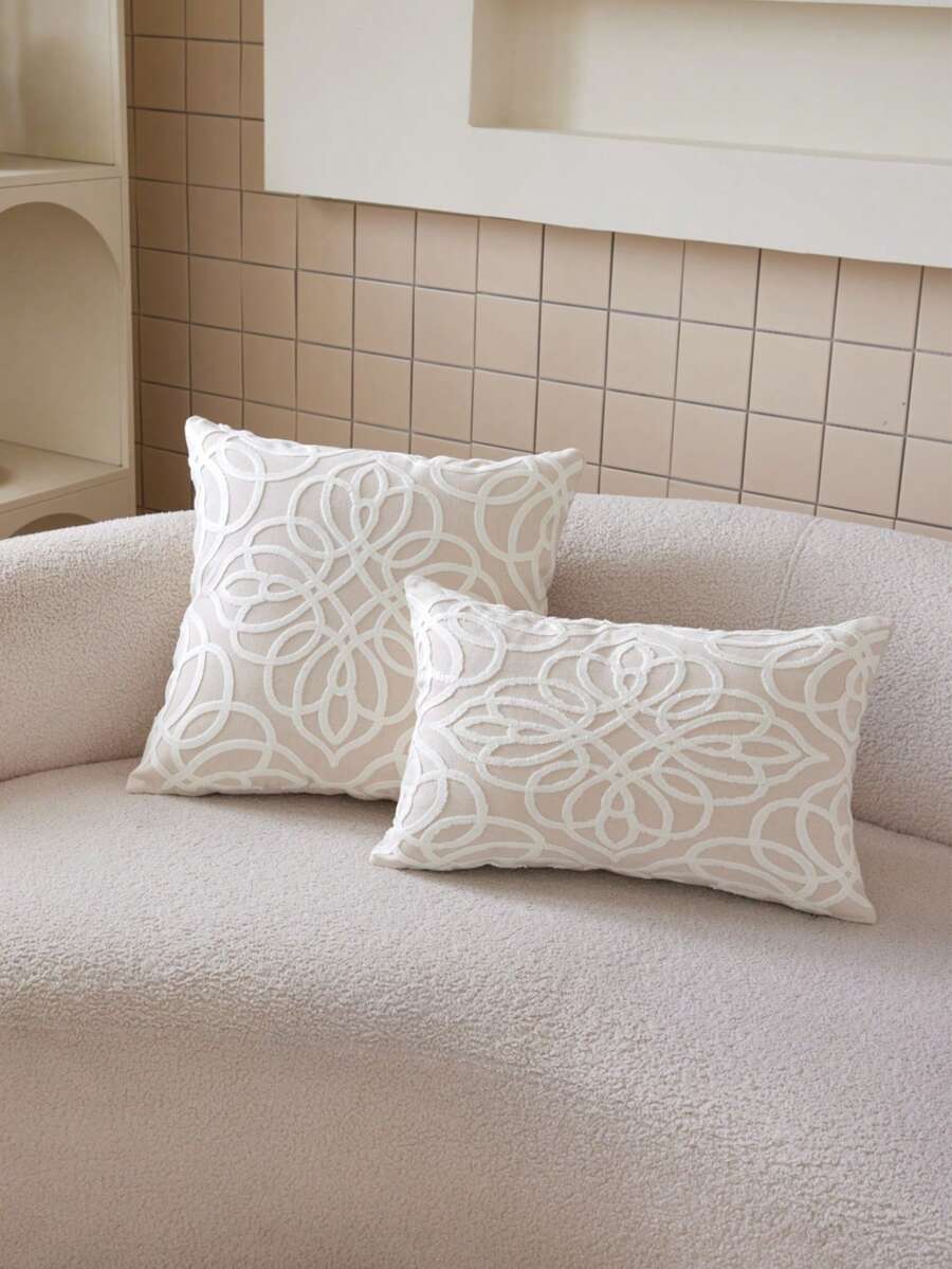 LCUHPCL 1pc 3D Geometric Pattern Embroidered Throw Pillow Cover, Home Decor Suitable For Living Room, Bedroom, Party, Sofa And Various Environments