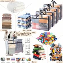 - Paquete de 4 bolsas de almacenamiento transparentes extra grandes de 75 l con cierre para mantas colchas ropa edredón ropa de cama y almohadas - Gris - Ver 1