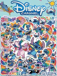 Disney 50PCS Rainbow Stitch Stickers, Creative, Quirky, And Cute Office Decoration Stickers, Suitable For Decorating Desks, Folders, Pen Holders, Notebooks, And Other Doodle Stickers. School Supplies - A - View 1
