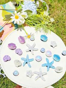20件米色鞋飾（海星、花朵、貝殼、蝴蝶結）適用於穿孔拖鞋DIY裝飾配件，完美搭配單品，生日、節日、派對送禮首選 - 多種色 - 查看 5