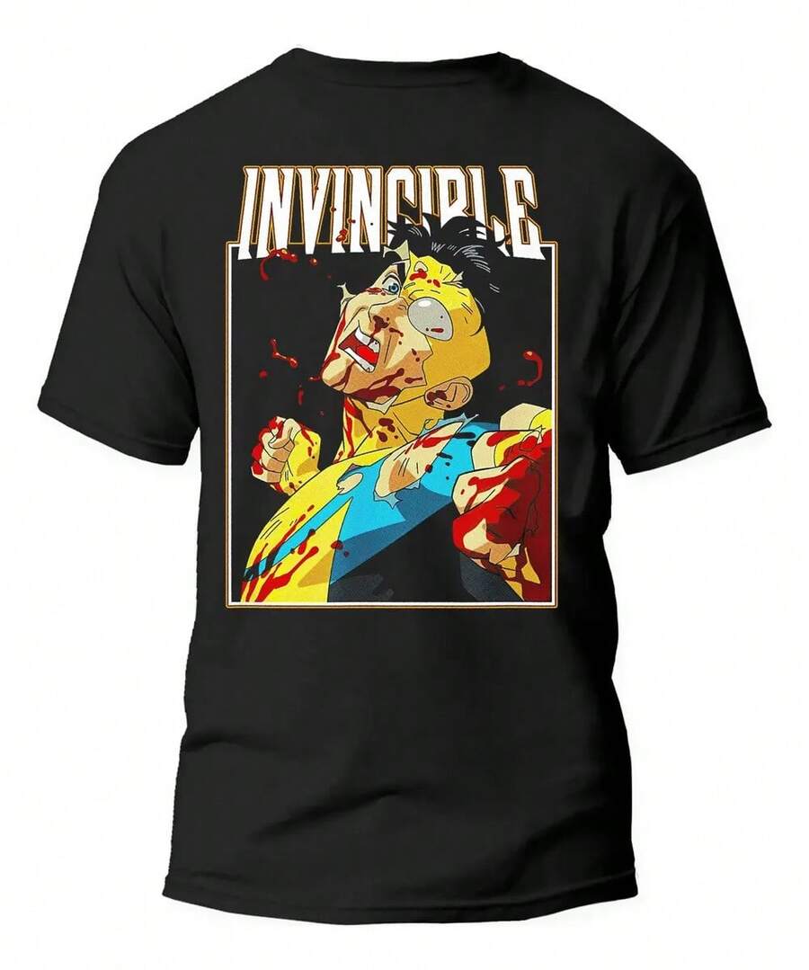 Playera Super Héroe Invencible - Estilo Cómic Moderno 05 - Negro - Ver 1