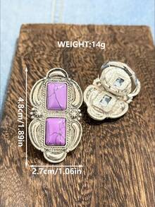 高品質女款歐美復古波希米亞風西式印花合金彈性戒指，適合日常穿戴、約會與主題派對，佩戴時會收到朋友許多讚美 - 彩色 - 查看 6