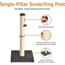 Cat Scratching Post For Indoor Cats 80cm Grey With Dangling Toy Natural Sisal Scratcher - Standard (80 Cm) - View 2