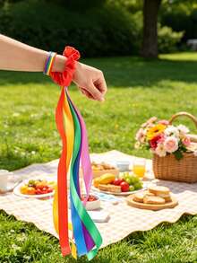 6/3/1 pezzo Nastro da danza arcobaleno, Bastone da danza elastico per lezioni di musica, Scrunchies colorati per capelli, Elastici per capelli, Accessorio da danza con nappa ritmica portatile, Nastro da danza ginnica, Bracciale da danza, Bracciale da danza portatile multicolore, Nastro da danza ginnica - multicolore - Visualizzare 9