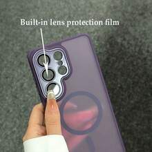 高級啞光親膚手機殼，相容 Galaxy S26Ultra S25Ultra S24Ultra S23Ultra A56 A16 A17 A36 A26 A16 A37 A57 S24 S23FE Plus A55 A35 A54 A15 S25 S24 S23 及其他機型，全方位相機保護、內建鏡頭膜、柔軟觸感、防指紋、支援無線充電與防震設計 - 紫色 - 查看 4