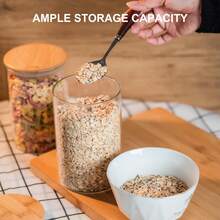 4 Pack Glass Storage Jars With Bamboo Lids And Small Spoons, Clear Household Storage Canisters, Multi-Functional Kitchen Organizer Bottles, Glass Sugar Container For Tea, Coffee Beans, Brown Sugar, Nuts, Candies, Spices, Salts And All Kinds - View 10