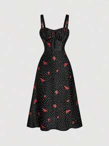 MOD Vestido de vacaciones de estilo romántico de campo con estampado floral dulce de longitud media para mujer, vestidos de verano para mujer, vestido floral, vestido amarillo - Multicolor - Ver 5