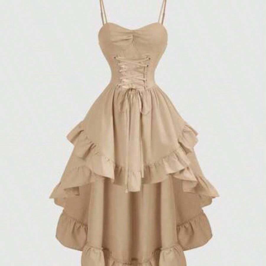 Women Midi Dresses - Khaki - View 1