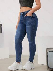 Basic Skinny Jeans Made Of Basic, Stretchy Denim With A Butt-Lifting Effect - Navy Blue - View 3