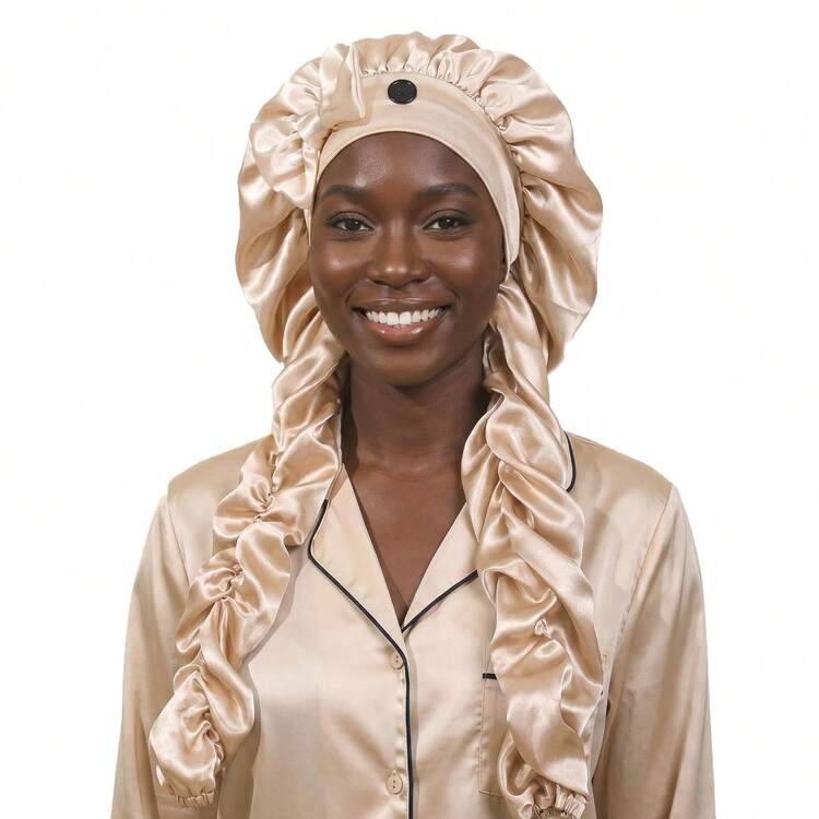 Satin Bonnet For No-Heat Curly Hair, Anti-Slip Sleeping Cap, Extra Long Curly Hair Wrap, Suitable For Daily Care Of Braids And Long Hair - A - View 14