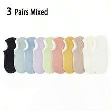 5 pares de calcetines para mujer con combinación multicolor, corte que ciñe la cintura, agarre antideslizante, tejido de punto transpirable, mezcla de estilo Ins y estilo preppy, estilo de calcetín de barco, versátil para primavera y verano, adecuado para el hogar, reuniones, desplazamientos, deportes y regalos de vacaciones - Multicolor - Ver 11