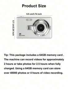 1 Unit Q12 Digital Camera, Comes With 64G Memory Card, 50MP 2.4" Screen, Portable Design, Rechargeable CCD Sensor, Multiple Filter Modes. Portable Anti-Shake Smart Zoom Digital Camera, Suitable For Outdoor Use. - Multicolor - View 11