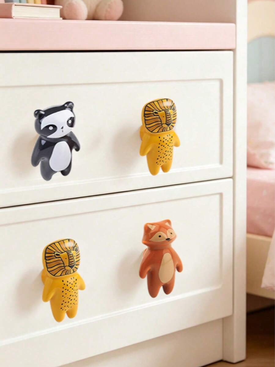 1pc Cartoon Animal Ceramic Cabinet Knob, Cute Children's Room Decor Single Hole Ceramic Vintage Drawer Pull