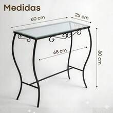 Aparador em Aço Carbono 60cm Decoração Sala Quarto Luxo Mesa Design Moderno Móveis Versátil Hall - Preto - Visão 2