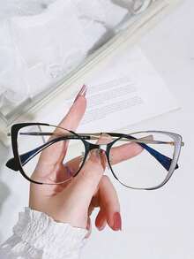 1 Pair Cat Eye Dual-Tone Rimmed Eyeglasses For Women, Daily Wear - Red Gold - View 4