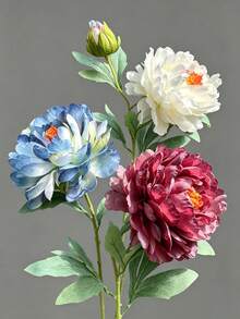 1pc High Quality Vintage Peony Artificial Flower, Home Decor Ornament, Wedding Aisle Flower Party Packs,Room,Home,Wall,Bathroom,Bedroom,Room Decoration Stuff,Desk Accessories,Wedding Items,Wedding,Living Room,Office,Kitchen,Party Favors,Bridesmaid Gi - Multicolor - View 11