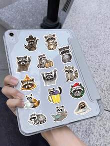 50PCS, Cartoon Raccoon Stickers, PVC Material, Each Measures Between 3 And 7 Centimetres, Creative And Aesthetic Design Sticker, Suitable For Mobile Phone Cases, Tablets, Laptops, Suitcases, Cars, Notebooks, Handwritten Diaries And More. - 1 Pack/50 PCS - View 7