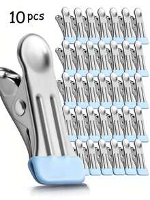 10Pcs Stainless Steel Clothes Pegs Heavy Duty Windproof Clips For Laundry Drying Snack Sealing Garbage Bag Fixing Office Notes Multi-Use Clothes Pins Home Outdoor Garden Beach Camping - View 2