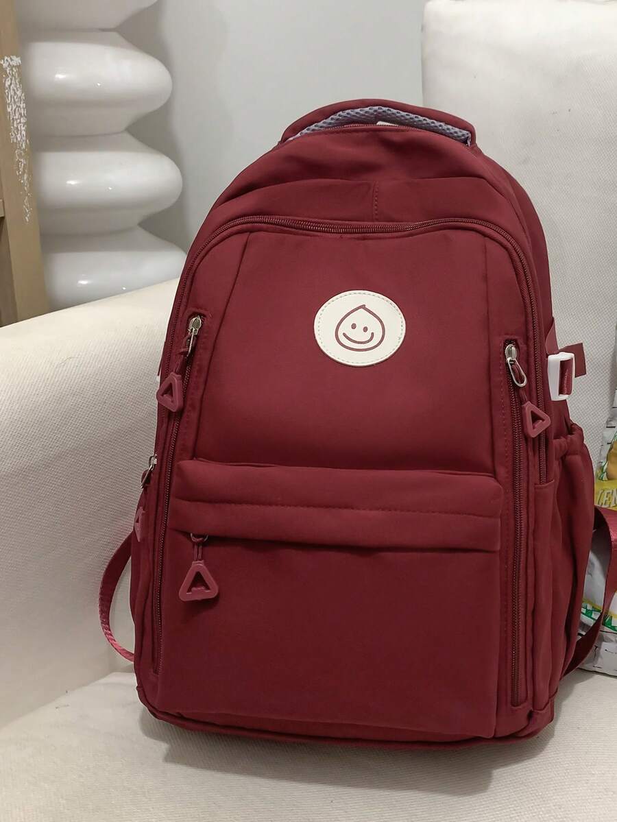 Lightweight Portable Anti-Theft Multi-Pocket Backpack, Suitable For Students And Teenagers, Applicable For School, Travel, Hiking, Climbing, Sports And Outings - Burgundy - View 1