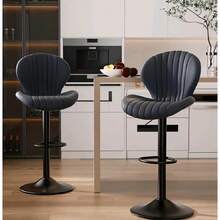 Set of 2 Modern Swivel Bar Stools, High Back Chairs, Easy Installation Only 3-5 Minutes, Bar, Kitchen & Restaurant, Beige - Standard - Übersicht 7